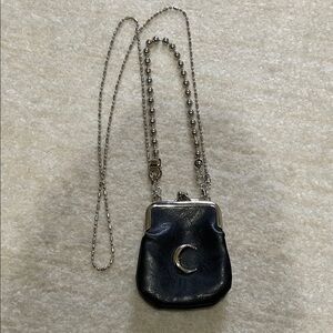 Black Crescent Moon Accent Crossbody Bag -